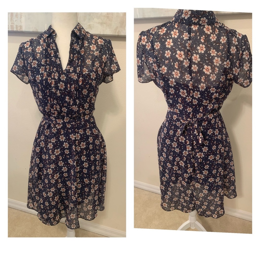 Collared dress, blue floral - Small / 4